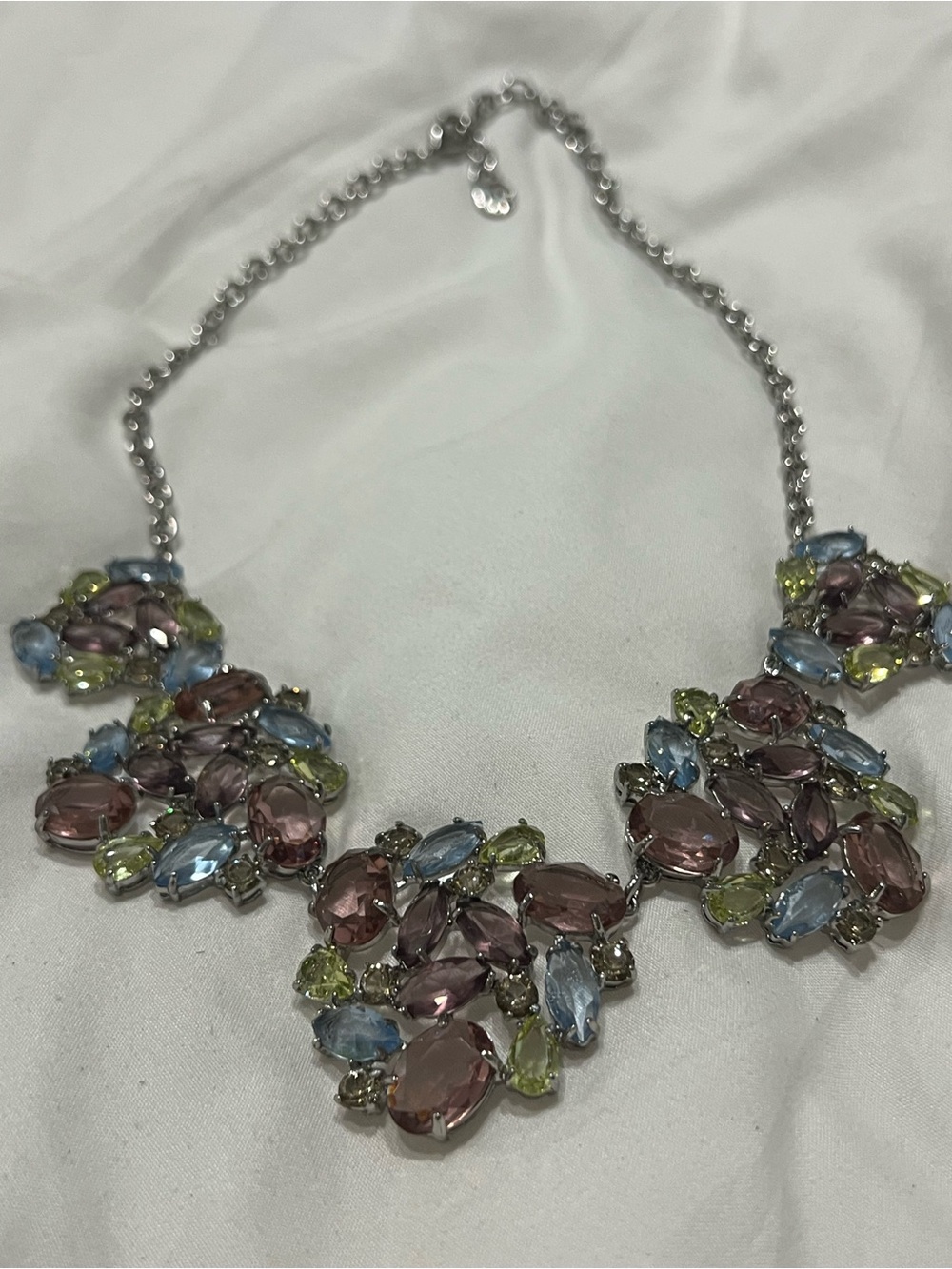 Talbots Colorful Statement Necklace Pastel Crystal Rhinestone Necklace